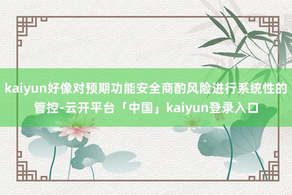 kaiyun好像对预期功能安全商酌风险进行系统性的管控-云开平台「中国」kaiyun登录入口